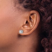 14K White Gold 1 Carat Lab Grown Diamond VS SI+ G+ Complete Round Fashion Halo Post Earrings view 3