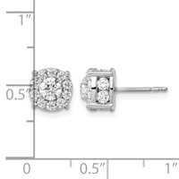 14K White Gold 1.50 Carat Lab Grown Diamond VS SI+ G+ Complete Round Fashion Halo Post Earrings view 4