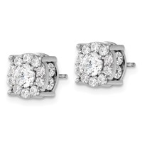 14K White Gold 2 Carat Lab Grown Diamond VS SI+ G+ Complete Round Fashion Halo Post Earrings view 2