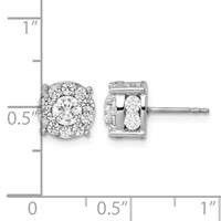 14K White Gold 2 Carat Lab Grown Diamond VS SI+ G+ Complete Round Fashion Halo Post Earrings view 4