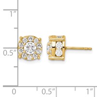 14K Yellow Gold 2 Carat Lab Grown Diamond VS SI+ G+ Complete Round Fashion Halo Post Earrings view 3