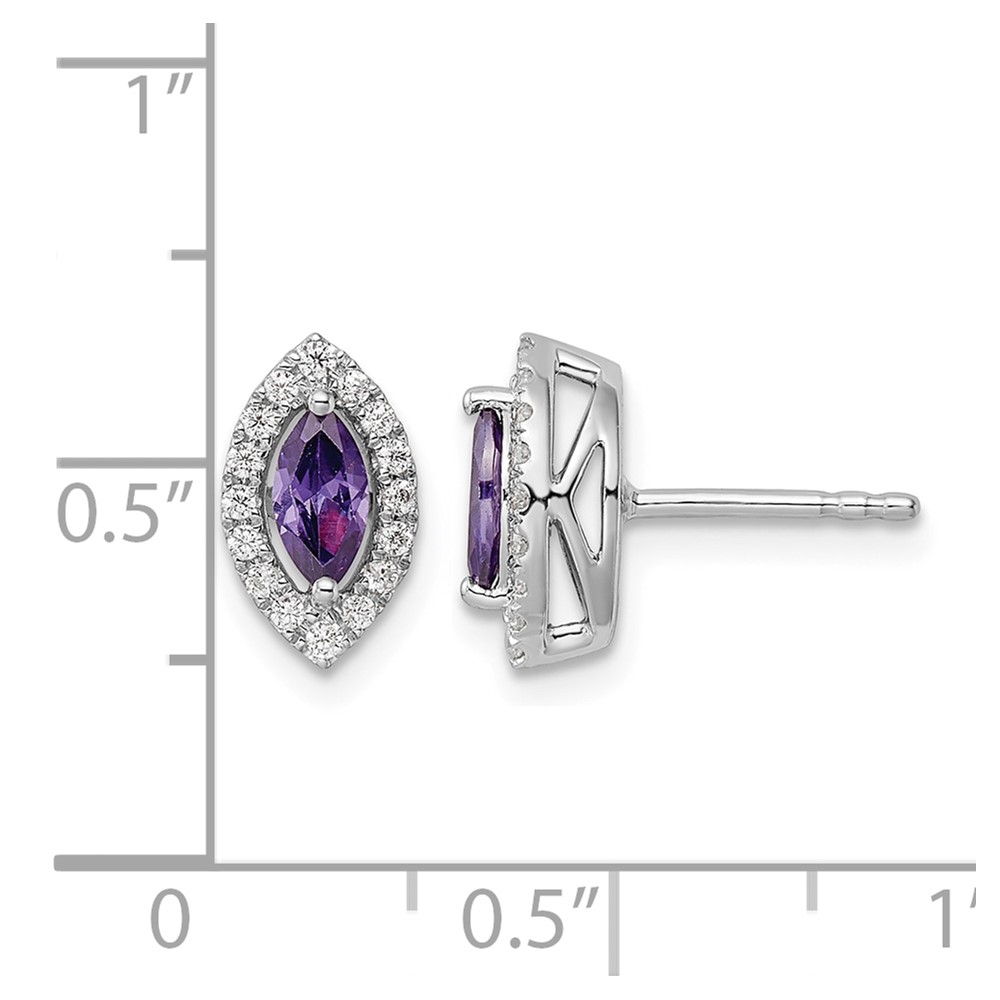 14k White Gold 1/5 carat Lab Grown Diamond VS/SI+ G+ and Amethyst February Birthstone Post Earrings (EM9354-AM-020-WLG)