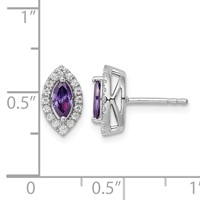 14K White Gold 0.20 Carat Lab Grown Diamond VS SI+ G+ and Amethyst February Birthstone Post Earrings view 4