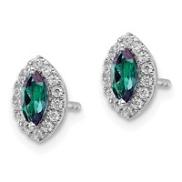 14K White Gold 0.20 Carat Lab Grown Diamond VS SI+ G+ and Lab Created Alexandrite June Birthstone Post Earrings view 2