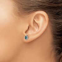 14K White Gold 0.20 Carat Lab Grown Diamond VS SI+ G+ and Lab Created Alexandrite June Birthstone Post Earrings view 3