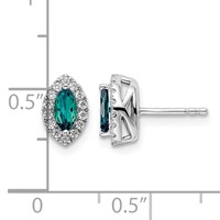 14K White Gold 0.20 Carat Lab Grown Diamond VS SI+ G+ and Lab Created Alexandrite June Birthstone Post Earrings view 4