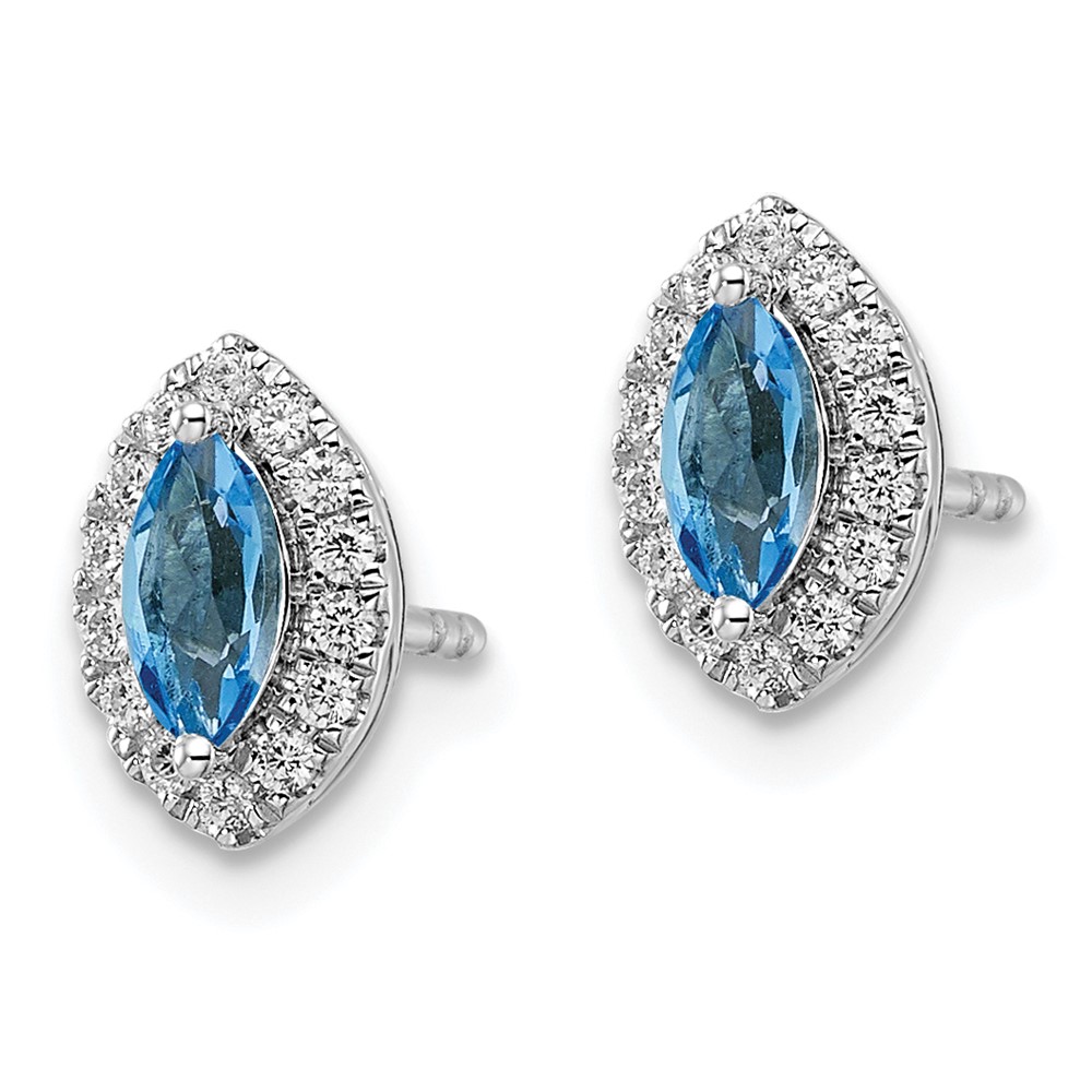 14k White Gold 1/5 carat Lab Grown Diamond VS/SI+ G+ and Blue Topaz December Birthstone Post Earrings (EM9354-BT-020-WLG)