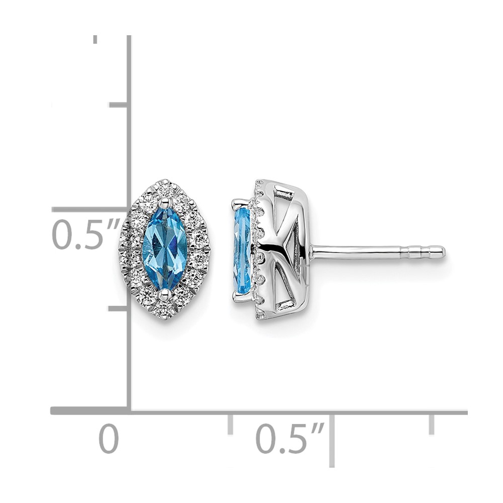 14k White Gold 1/5 carat Lab Grown Diamond VS/SI+ G+ and Blue Topaz December Birthstone Post Earrings (EM9354-BT-020-WLG)