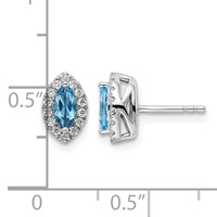 14K White Gold 0.20 Carat Lab Grown Diamond VS SI+ G+ and Blue Topaz December Birthstone Post Earrings view 4