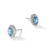 14K White Gold 0.20 Carat Lab Grown Diamond VS SI+ G+ and Blue Topaz December Birthstone Post Earrings view 5