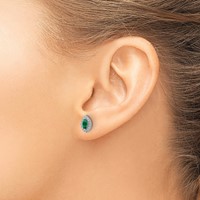14K White Gold 0.20 Carat Lab Grown Diamond VS SI+ G+ and Lab Created Emerald May Birthstone Post Earrings view 3