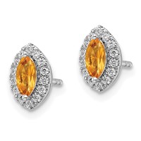 14K White Gold 0.20 Carat Lab Grown Diamond VS SI+ G+ and Citrine November Birthstone Post Earrings view 2