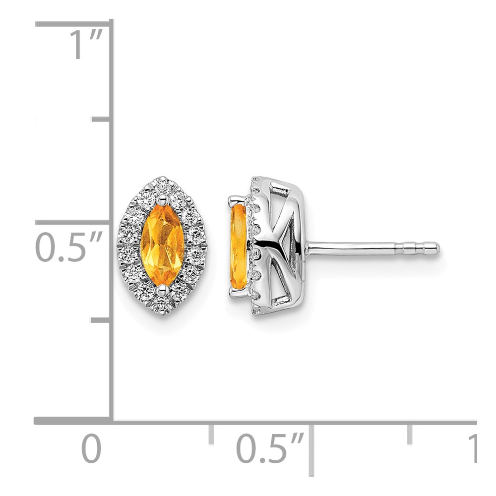 14k White Gold 1/5 carat Lab Grown Diamond VS/SI+ G+ and Citrine November Birthstone Post Earrings (EM9354-CI-020-WLG)