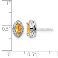 14K White Gold 0.20 Carat Lab Grown Diamond VS SI+ G+ and Citrine November Birthstone Post Earrings view 4