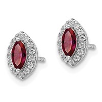 14K White Gold 0.20 Carat Lab Grown Diamond VS SI+ G+ and Lab Created Ruby July Birthstone Post Earrings view 2