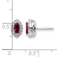 14K White Gold 0.20 Carat Lab Grown Diamond VS SI+ G+ and Lab Created Ruby July Birthstone Post Earrings view 4
