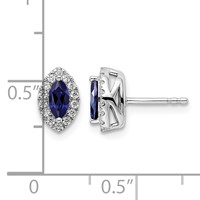 14K White Gold 0.20 Carat Lab Grown Diamond VS SI+ G+ and Lab Created Blue Sapphire September Birthstone Post Earrings view 4