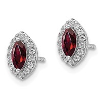 14K White Gold 0.20 Carat Lab Grown Diamond VS SI+ G+ and Garnet January Birthstone Post Earrings view 2