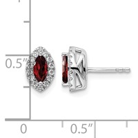 14K White Gold 0.20 Carat Lab Grown Diamond VS SI+ G+ and Garnet January Birthstone Post Earrings view 4