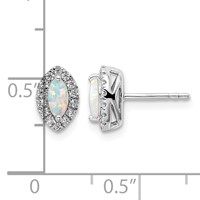 14K White Gold 0.20 Carat Lab Grown Diamond VS SI+ G+ and Lab Created Opal October Birthstone Post Earrings view 4