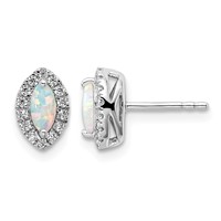 14K White Gold 0.20 Carat Lab Grown Diamond VS SI+ G+ and Lab Created Opal October Birthstone Post Earrings view 1