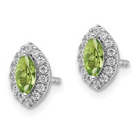14K White Gold 0.20 Carat Lab Grown Diamond VS SI+ G+ and Peridot August Birthstone Post Earrings view 2