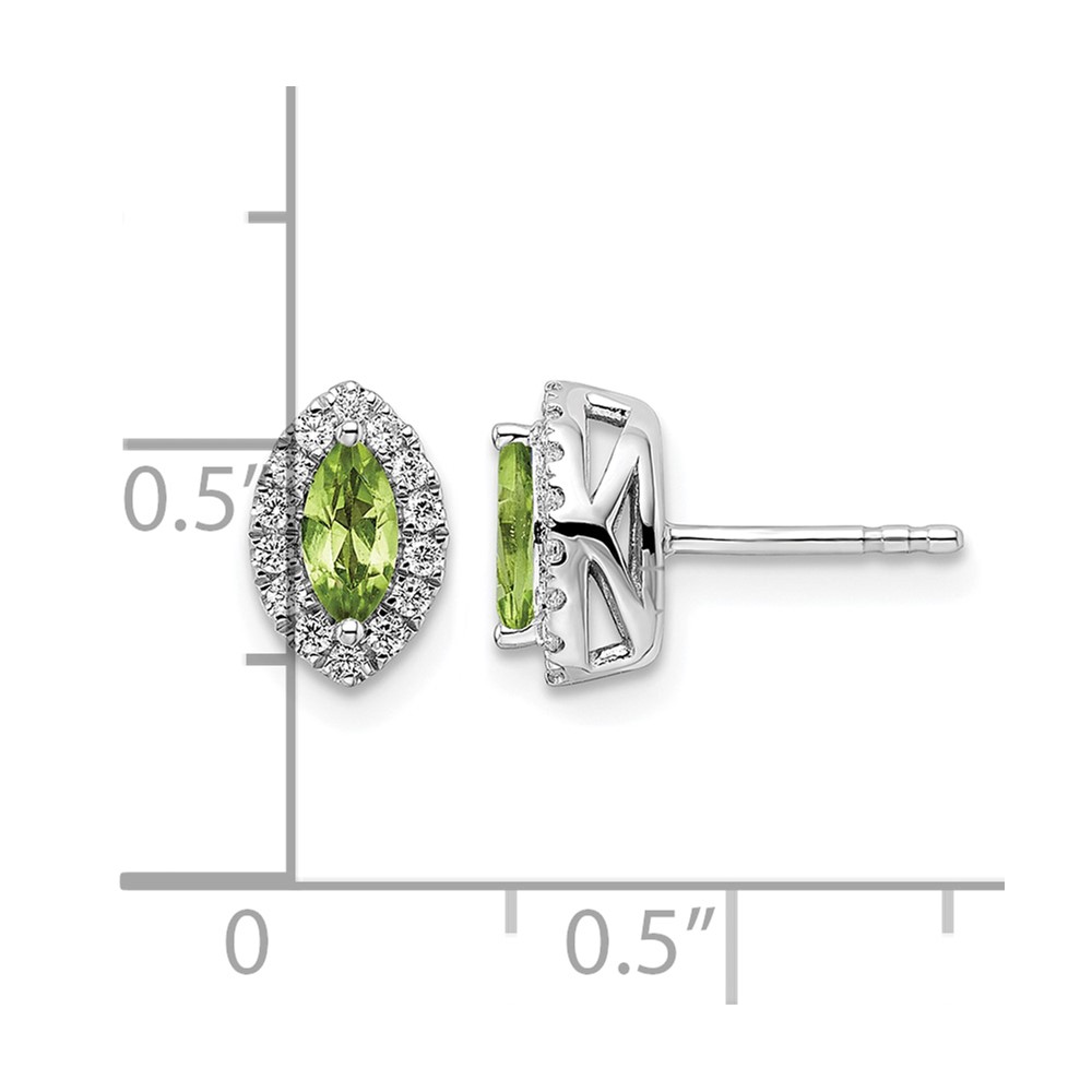 14k White Gold 1/5 carat Lab Grown Diamond VS/SI+ G+ and Peridot August Birthstone Post Earrings (EM9354-PE-020-WLG)