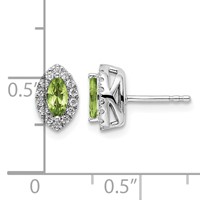 14K White Gold 0.20 Carat Lab Grown Diamond VS SI+ G+ and Peridot August Birthstone Post Earrings view 4