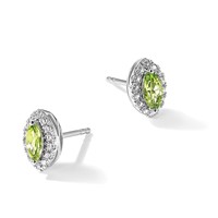 14K White Gold 0.20 Carat Lab Grown Diamond VS SI+ G+ and Peridot August Birthstone Post Earrings view 5