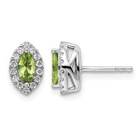 14K White Gold 0.20 Carat Lab Grown Diamond VS SI+ G+ and Peridot August Birthstone Post Earrings view 1