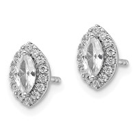 14K White Gold 0.20 Carat Lab Grown Diamond VS SI+ G+ and White Sapphire April Birthstone Post Earrings view 2