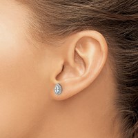 14K White Gold 0.20 Carat Lab Grown Diamond VS SI+ G+ and White Sapphire April Birthstone Post Earrings view 3