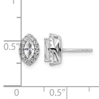 14K White Gold 0.20 Carat Lab Grown Diamond VS SI+ G+ and White Sapphire April Birthstone Post Earrings view 4