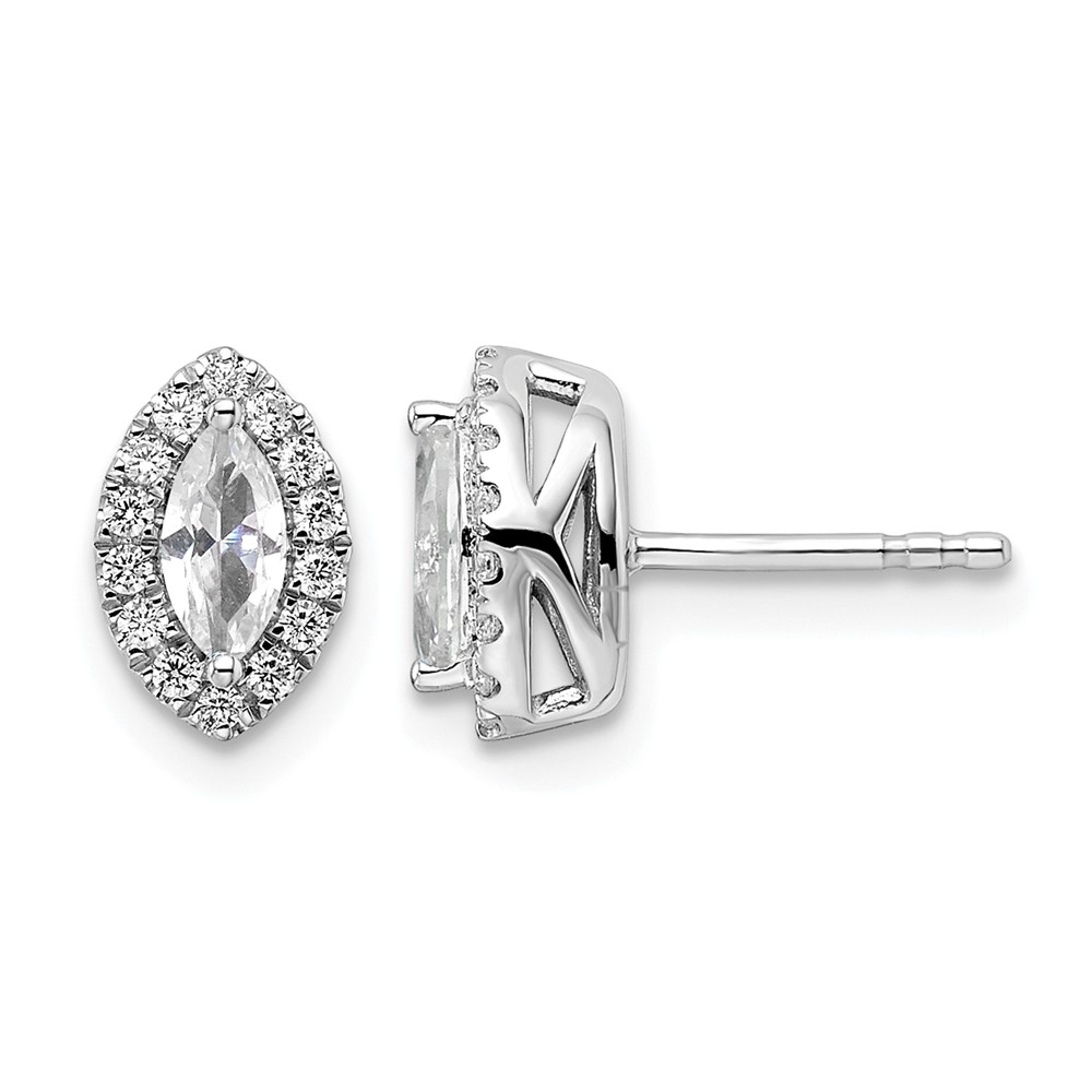 14K White Gold 0.20 Carat Lab Grown Diamond VS SI+ G+ and White Sapphire April Birthstone Post Earrings