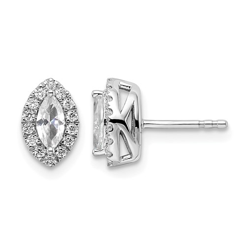 14K White Gold 0.20 Carat Lab Grown Diamond VS SI+ G+ and White Sapphire April Birthstone Post Earrings