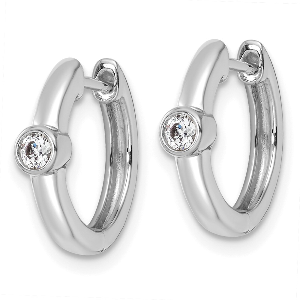True Origin 14k White Gold 1/8 carat Lab Grown Diamond VS DEF Hinged Hoop Earrings (EM9373-013-WLD)