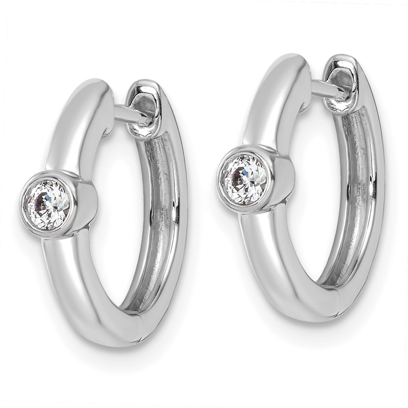 True Origin 14k White Gold 1/8 carat Lab Grown Diamond VS DEF Hinged Hoop Earrings