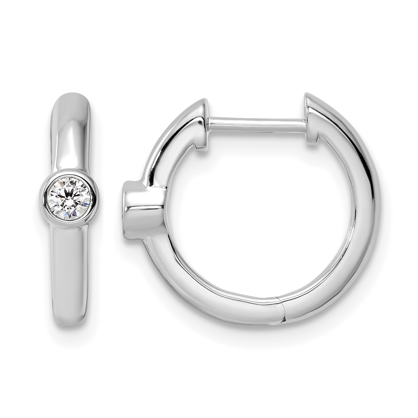 True Origin 14k White Gold 1/8 carat Lab Grown Diamond VS DEF Hinged Hoop Earrings (EM9373-013-WLD)