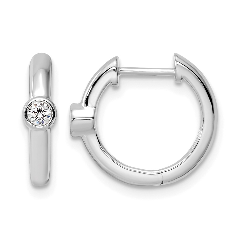 True Origin 14k White Gold 1/8 carat Lab Grown Diamond VS DEF Hinged Hoop Earrings (EM9373-013-WLD)