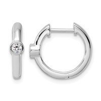 True Origin 14K White Gold 0.12 Carat Lab Grown Diamond VS+ F+ Hinged Hoop Complete Earrings view 1