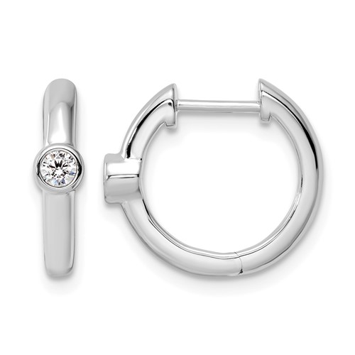 True Origin 14K White Gold 0.12 Carat Lab Grown Diamond VS+ F+ Hinged Hoop Complete Earrings
