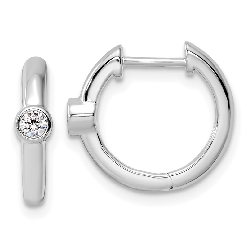 True Origin 14k White Gold 1/8 carat Lab Grown Diamond VS DEF Hinged Hoop Earrings