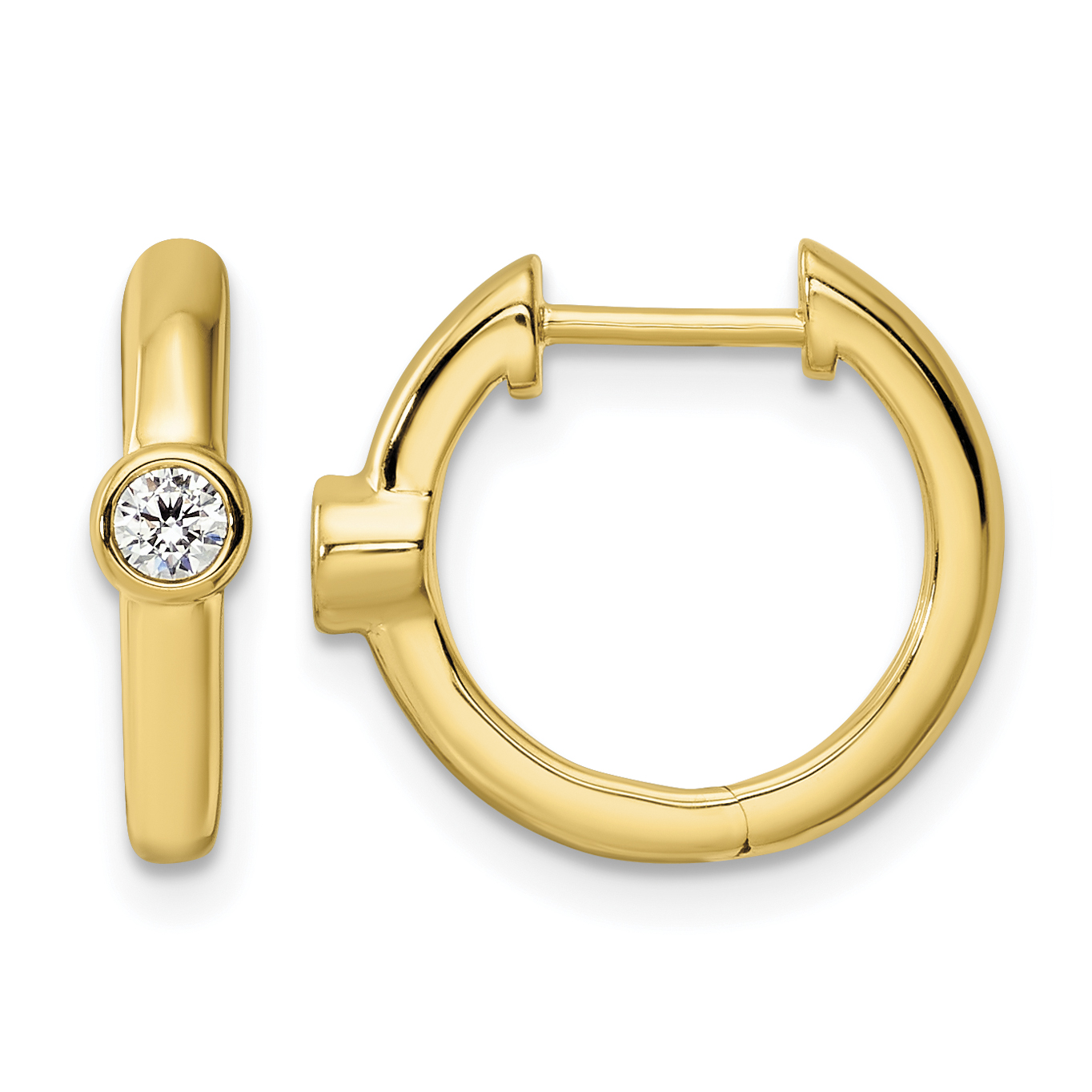 True Origin 14k 1/8 carat Lab Grown Diamond VS DEF Hinged Hoop Earrings (EM9373-013-YLD)