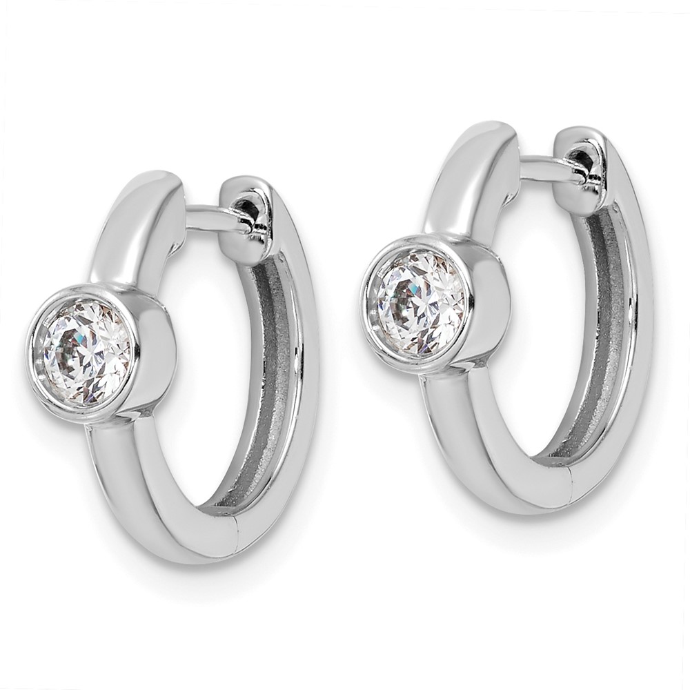 True Origin 14k White Gold 1/3 carat Lab Grown Diamond VS DEF Hinged Hoop Earrings (EM9373-032-WLD)