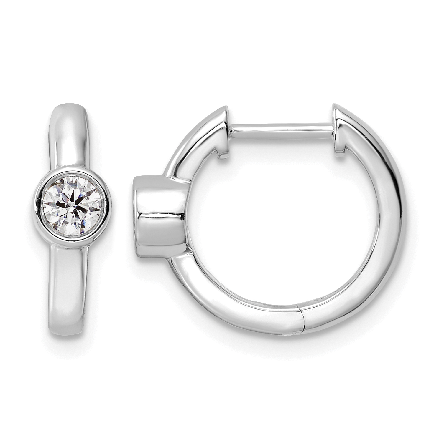 True Origin 14k White Gold 1/3 carat Lab Grown Diamond VS DEF Hinged Hoop Earrings (EM9373-032-WLD)