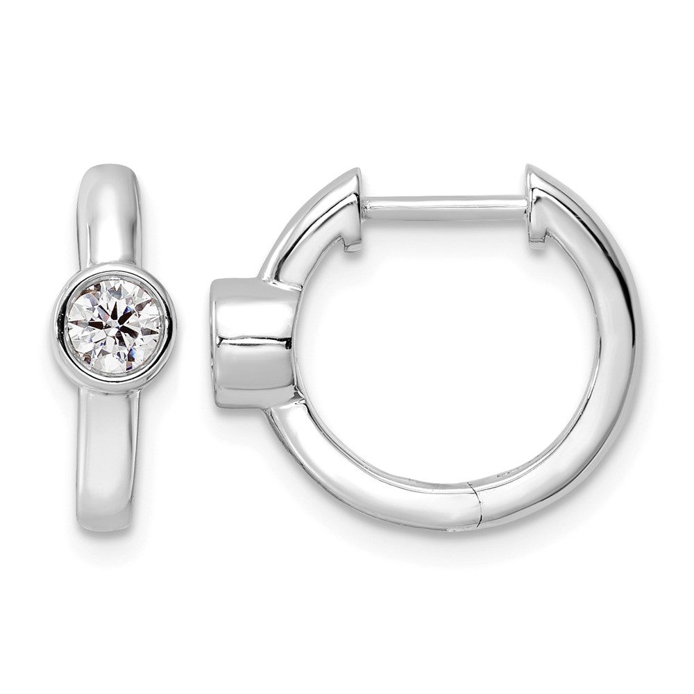True Origin 14k White Gold 1/3 carat Lab Grown Diamond VS DEF Hinged Hoop Earrings (EM9373-032-WLD)