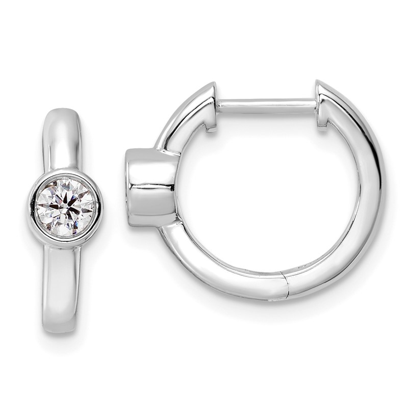 True Origin 14k White Gold 1/3 carat Lab Grown Diamond VS DEF Hinged Hoop Earrings