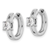 True Origin 14K White Gold 0.62 Carat Lab Grown Diamond VS+ F+ Hinged Hoop Complete Earrings view 2
