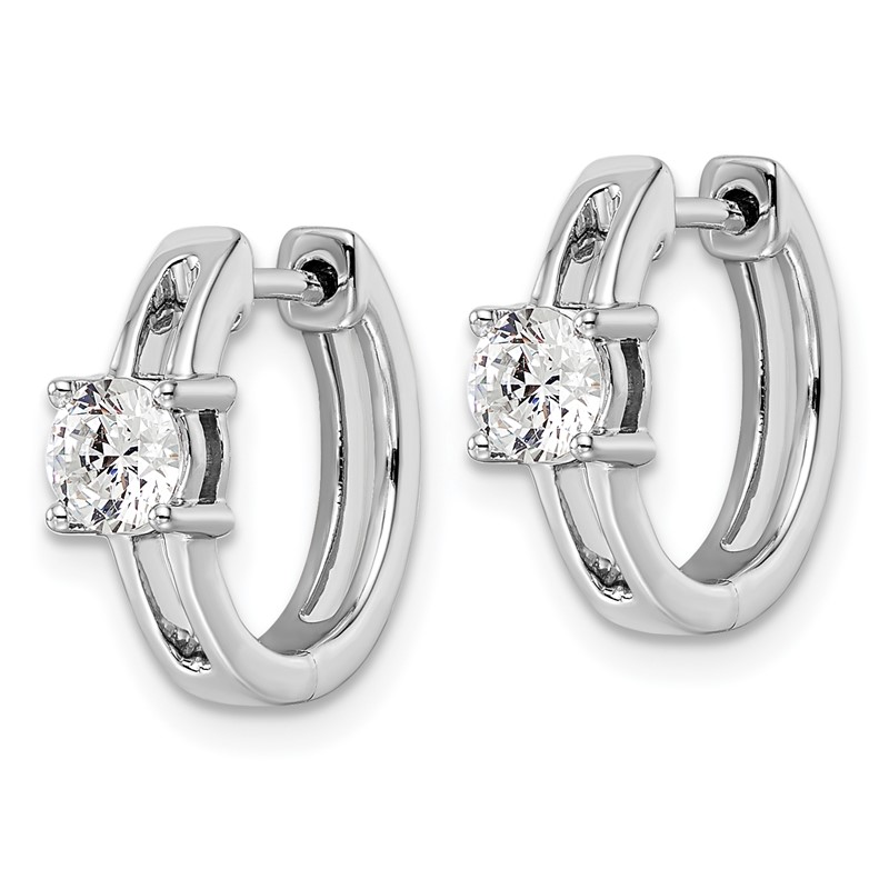 True Origin 14k White Gold 5/8 carat Lab Grown Diamond VS DEF Hinged Hoop Earrings
