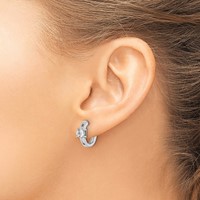 True Origin 14K White Gold 0.62 Carat Lab Grown Diamond VS+ F+ Hinged Hoop Complete Earrings view 3